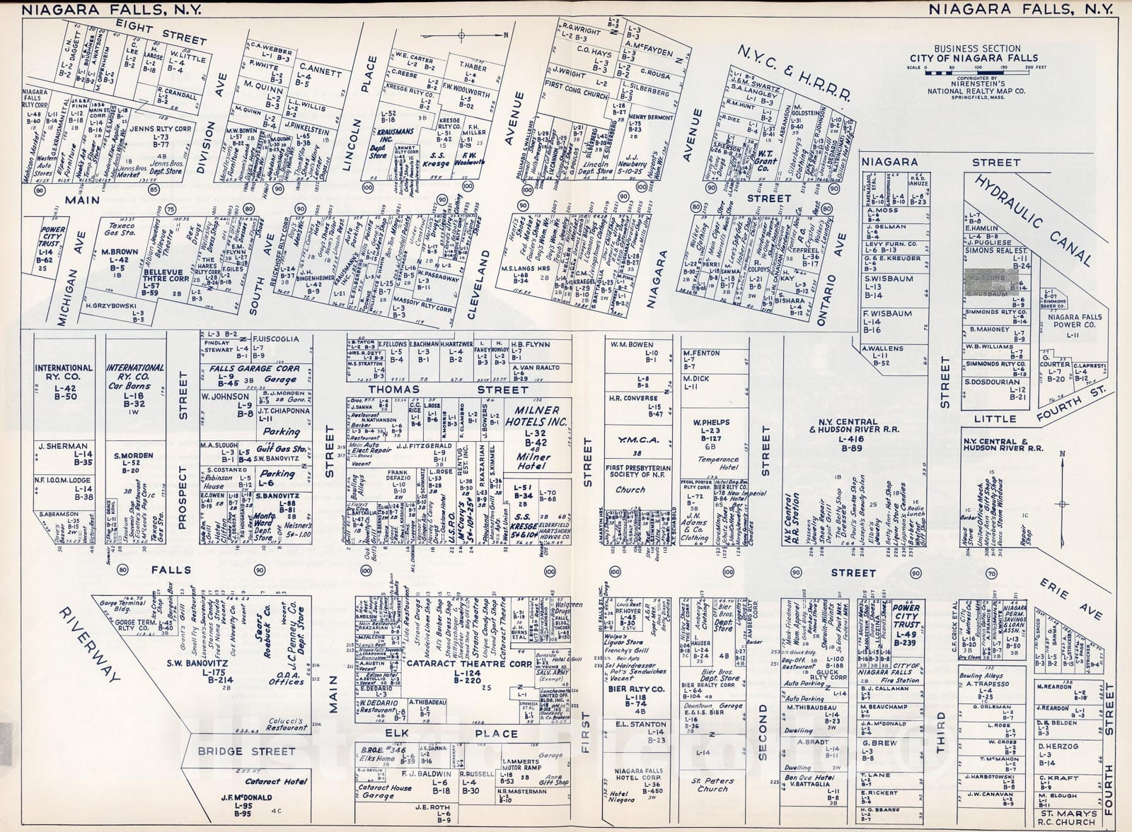 Historic Map : Business Section, City of Niagara Falls (New York)., 1947, Vintage Wall Decor