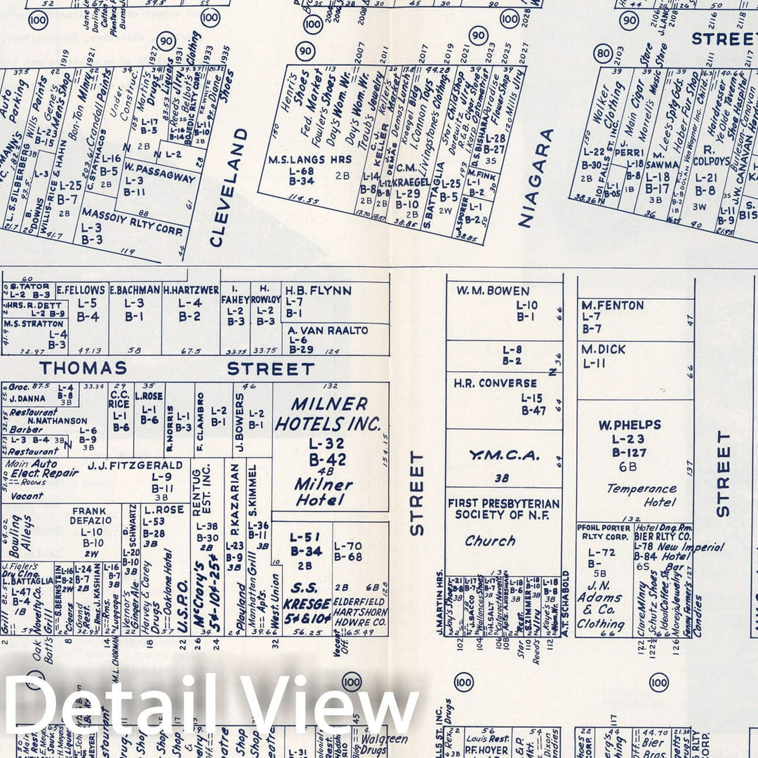 Historic Map : Business Section, City of Niagara Falls (New York)., 1947, Vintage Wall Decor