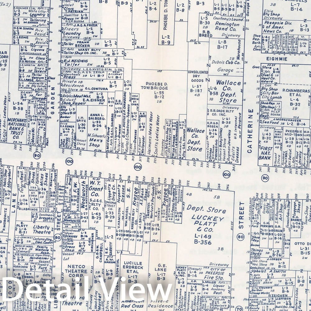 Historic Map : Business Section, City of Poughkeepsie (New York)., 1947, Vintage Wall Decor