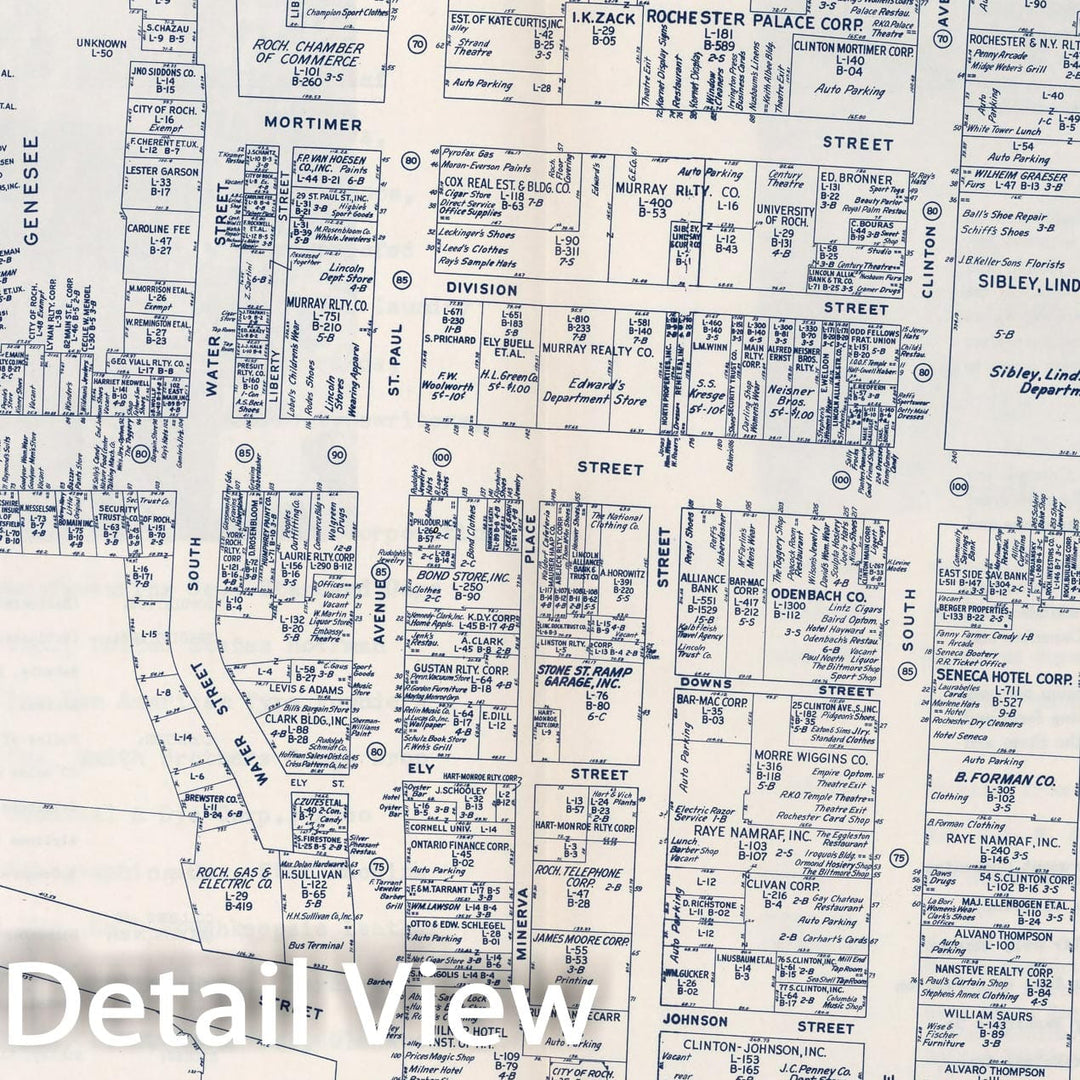 Historic Map : Business Section, City of Rochester (New York)., 1947, Vintage Wall Decor