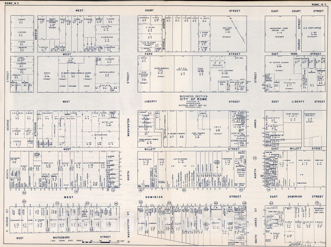 Historic Map : Business Section, City of Rome (New York)., 1947, Vintage Wall Decor