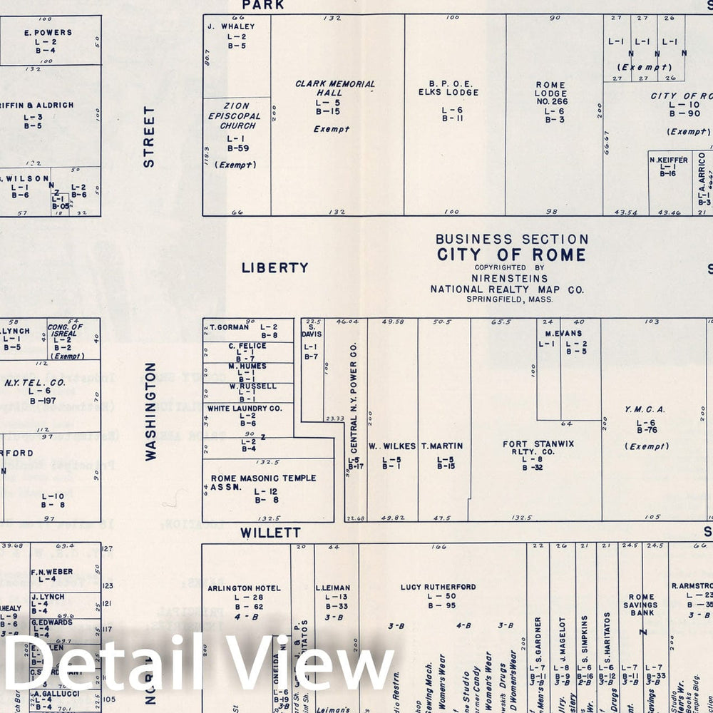 Historic Map : Business Section, City of Rome (New York)., 1947, Vintage Wall Decor