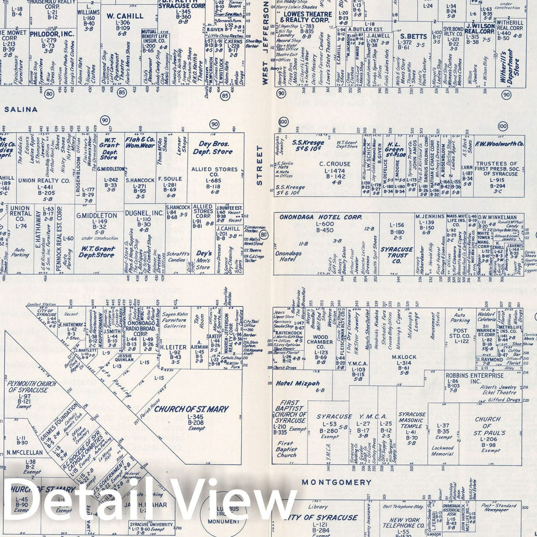 Historic Map : Business Section, City of Syracuse (New York)., 1947, Vintage Wall Decor