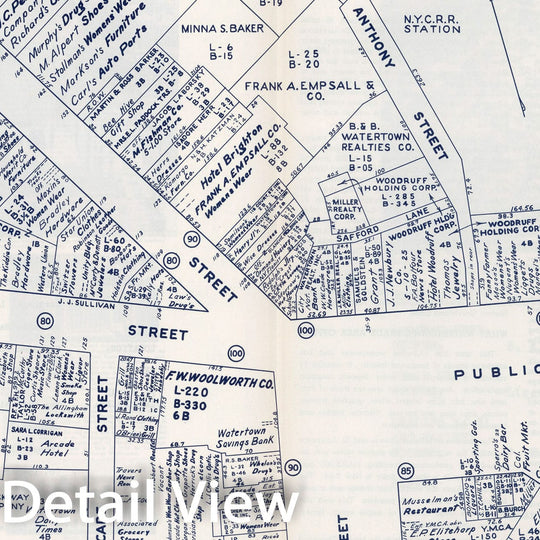 Historic Map : Business Section, City of Watertown (New York)., 1947, Vintage Wall Decor