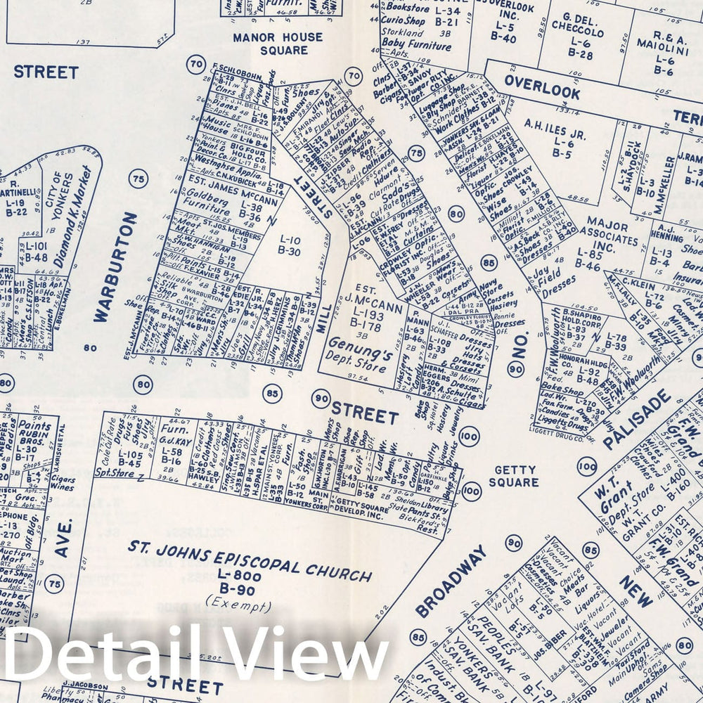 Historic Map : Business Section, City of Yonkers (New York)., 1947, Vintage Wall Decor