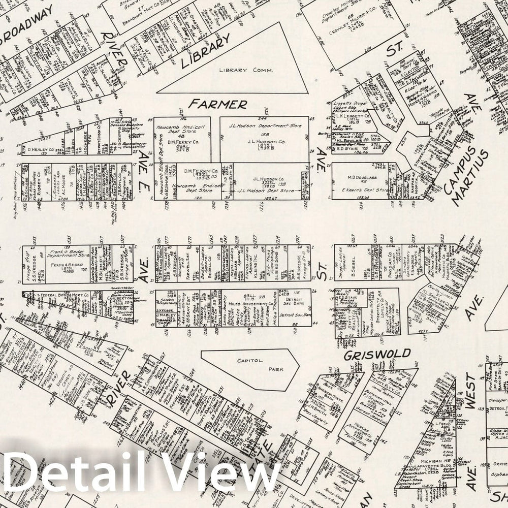 Historic Map : Detroit (Michigan)., 1929, Vintage Wall Decor