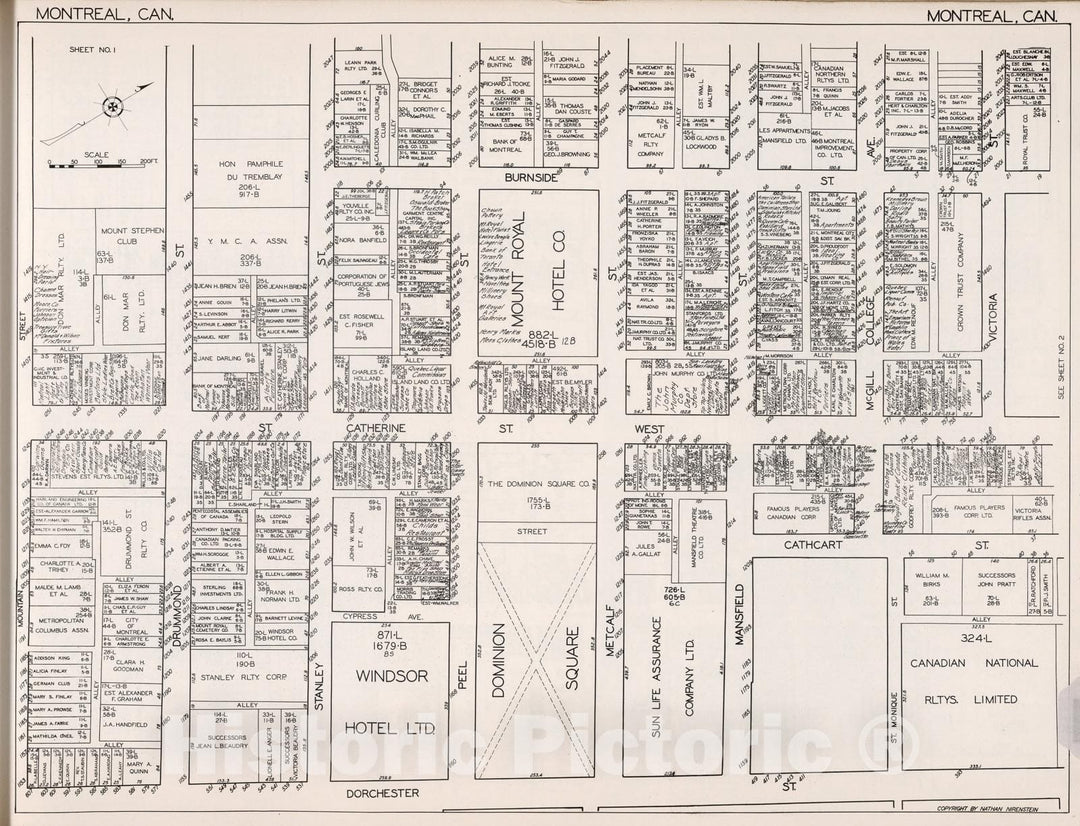 Historic Map : Montreal (Quebec). Sheet No. 1., 1929, Vintage Wall Decor