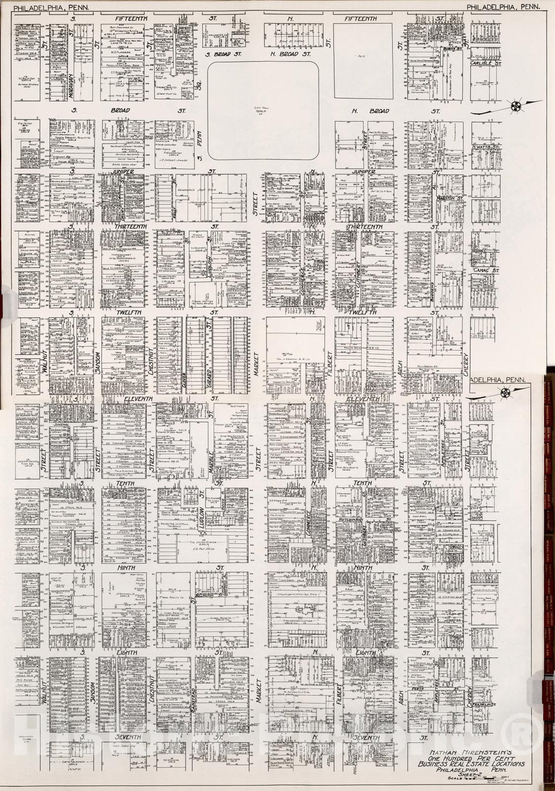 Historic Map : Philadelphia (Pennsylvania). Sheets 1-2., 1929, Vintage Wall Decor