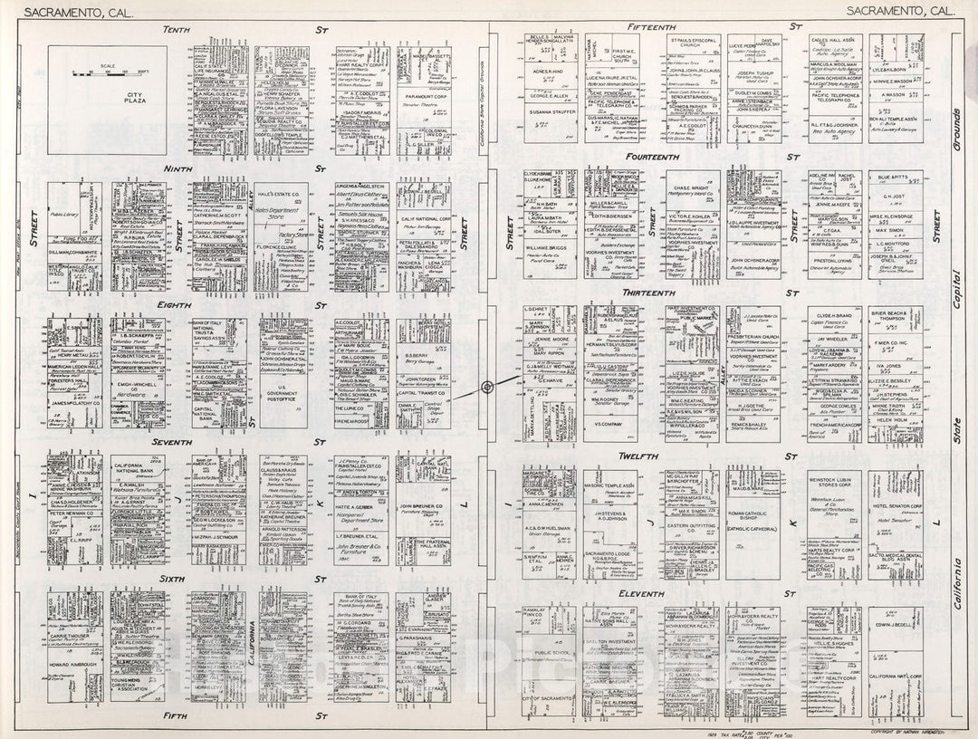 Historic Map : Sacramento (California)., 1929, Vintage Wall Decor