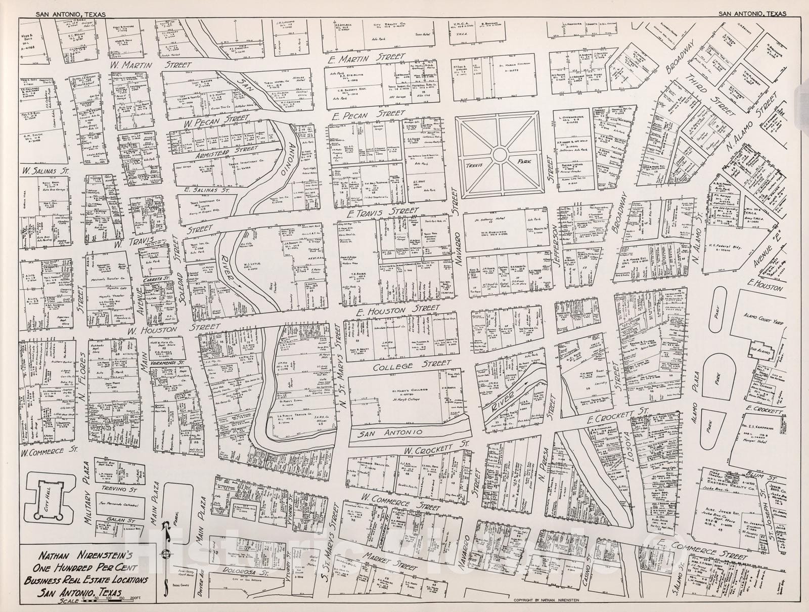 Historic Map : San Antonio, (Texas)., 1929, Vintage Wall Decor