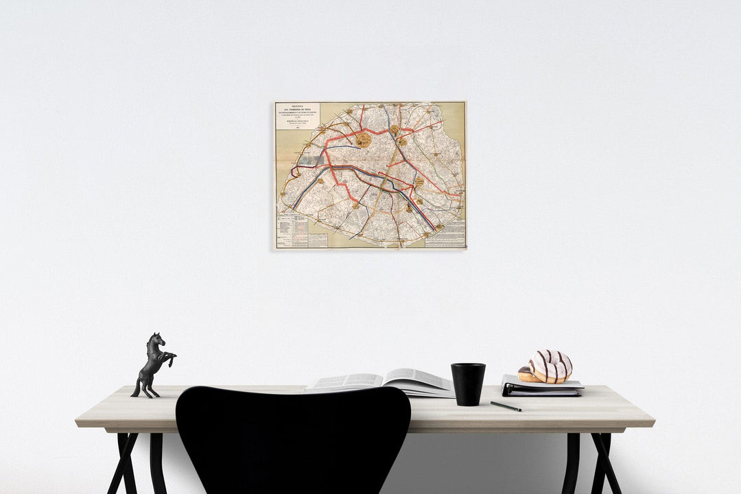 Historic Map : Recettes des Tramways de Paris des Bateaux-omnibus en 1878., 1880, Vintage Wall Decor