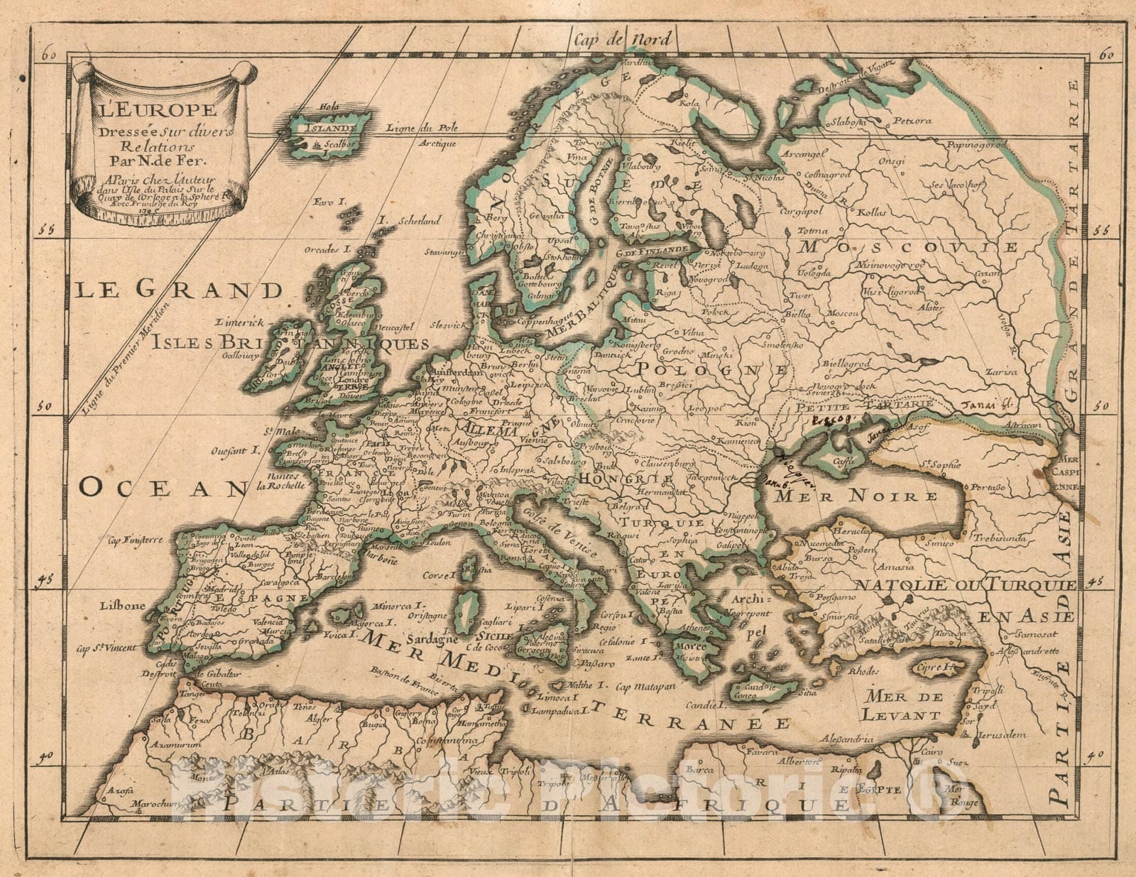 Historic Map : L'Europe, 1697, Vintage Wall Decor