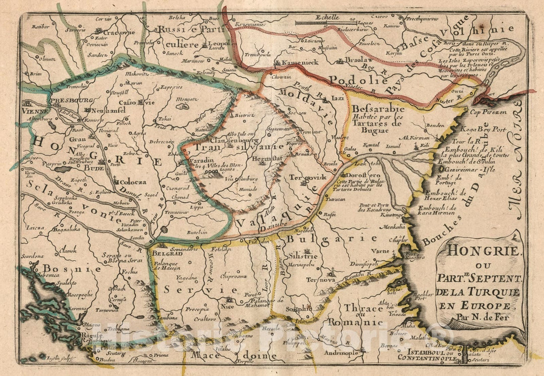 Historic Map : Hongrie ou Partie Septentrionale de la Turquie en Europe, 1697, Vintage Wall Decor