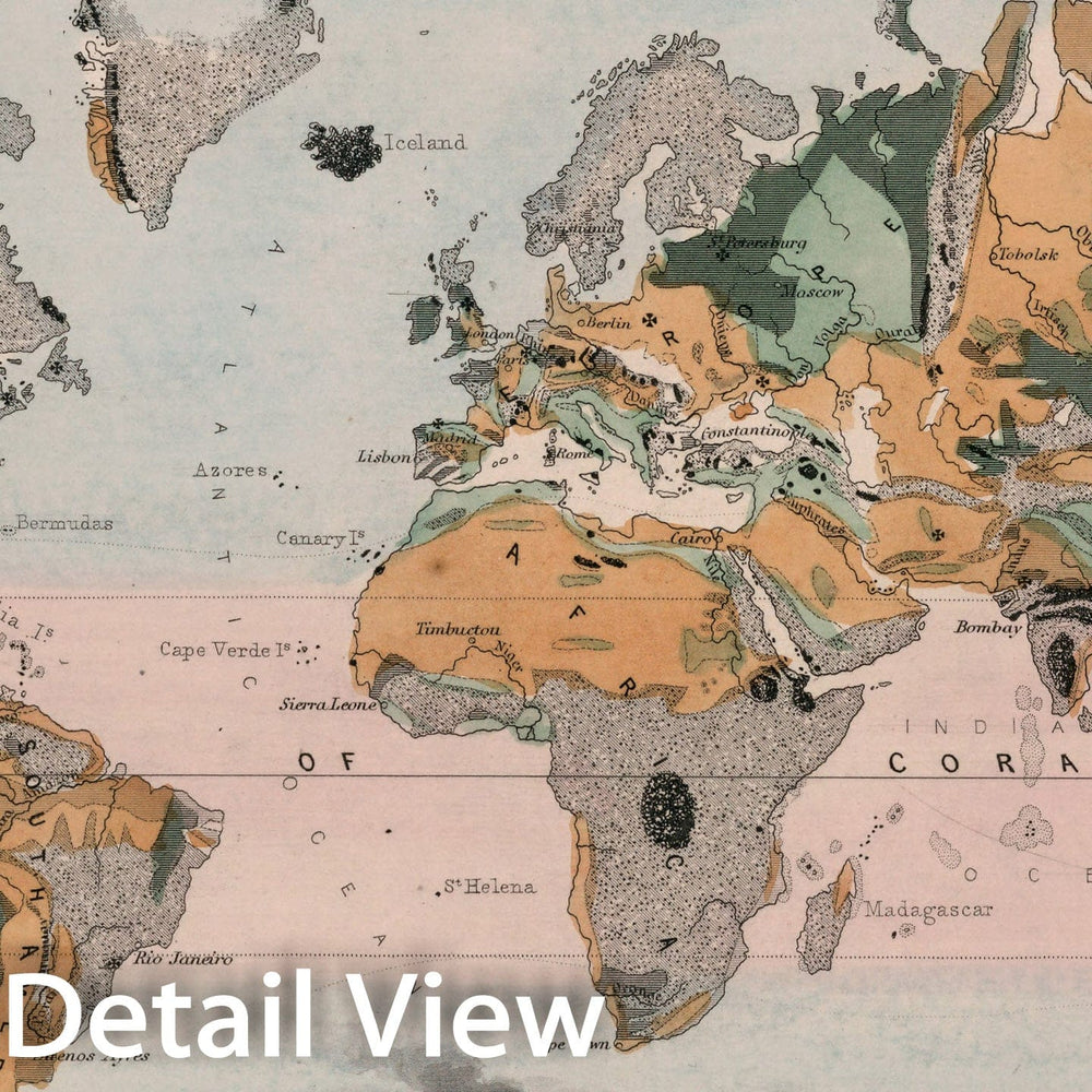 Historic Map : Geological map of the world, 1850, Vintage Wall Decor