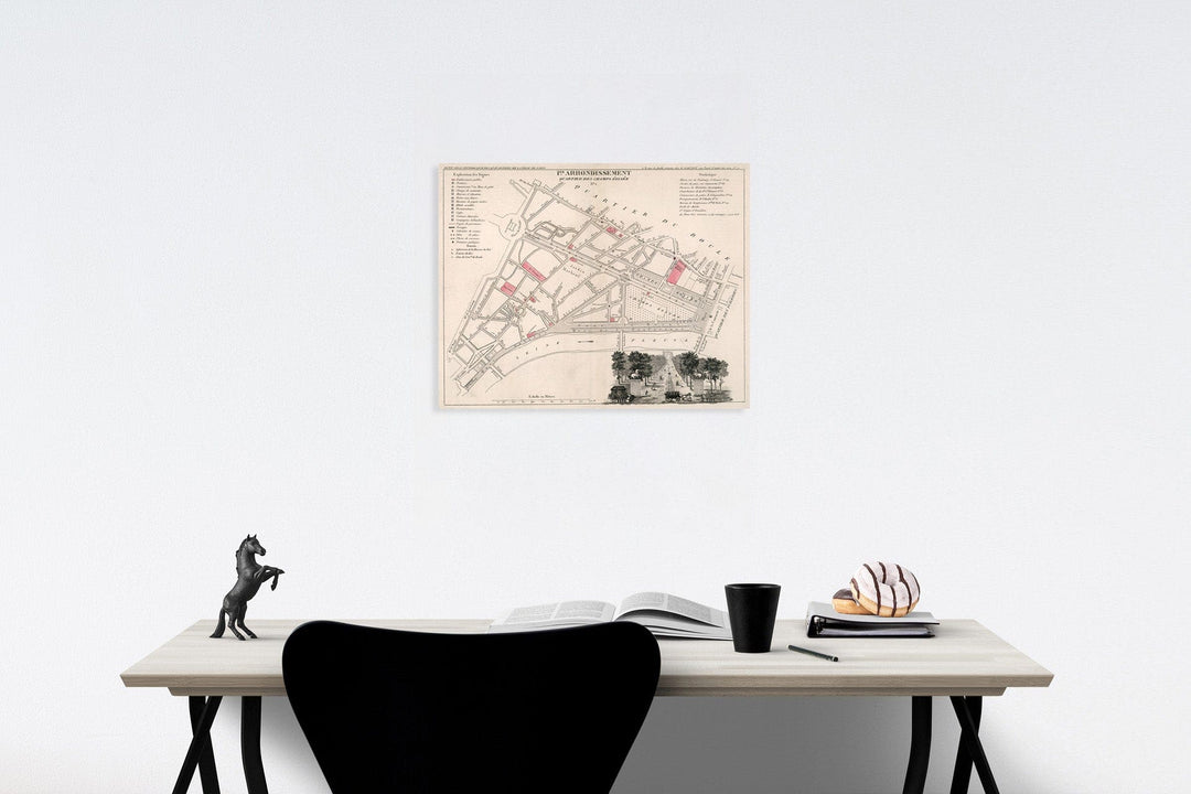 Historic Map : Paris I Er. Arrondissement : Quartier des Champs Elysee. No.2., 1834, Vintage Wall Decor