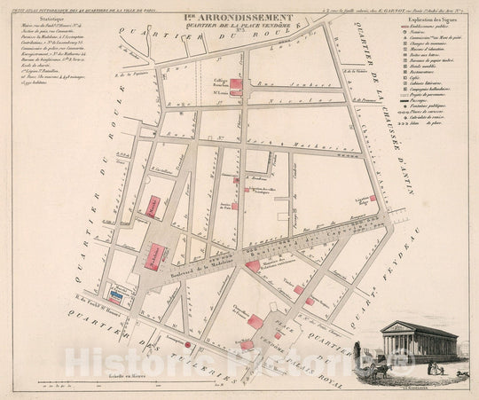 Historic Map : Paris I Er. Arrondissement : Quartier de la Place Vendome. No.3, 1834, Vintage Wall Decor