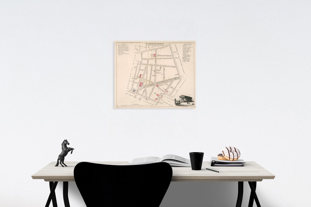 Historic Map : Paris I Er. Arrondissement : Quartier de la Place Vendome. No.3, 1834, Vintage Wall Decor