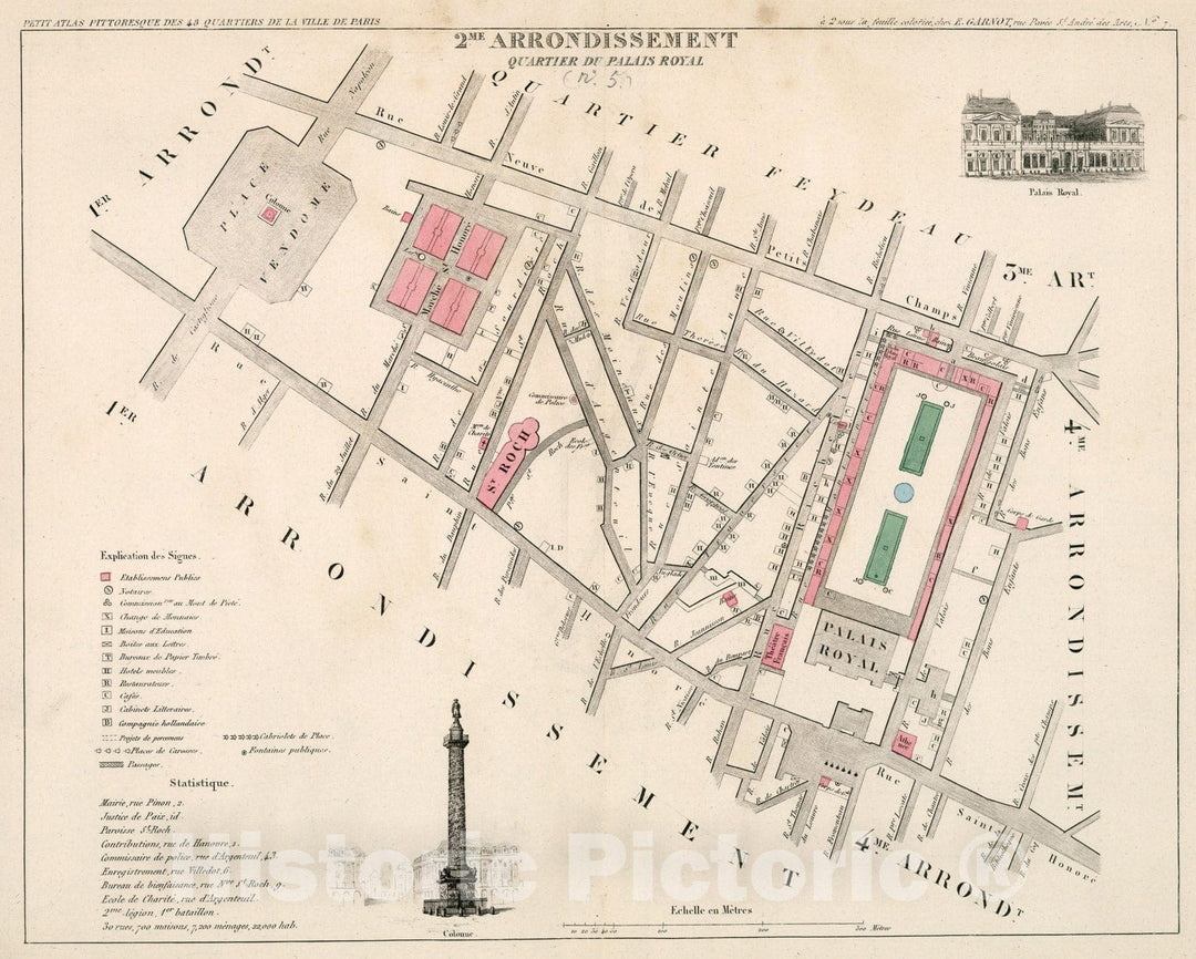 Historic Map : Paris I Er. Arrondissement : Quartier du Palais Royal. (No. 5), 1834, Vintage Wall Decor