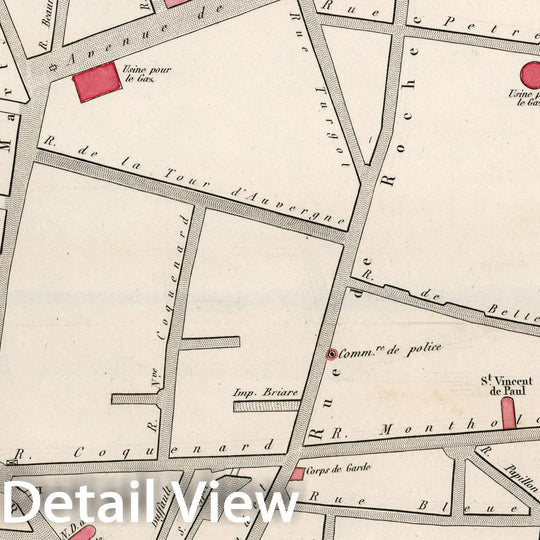 Historic Map : Paris two Me. Arrondissement : Quartier du Faubourg Montmartre. (No. 8), 1834, Vintage Wall Decor