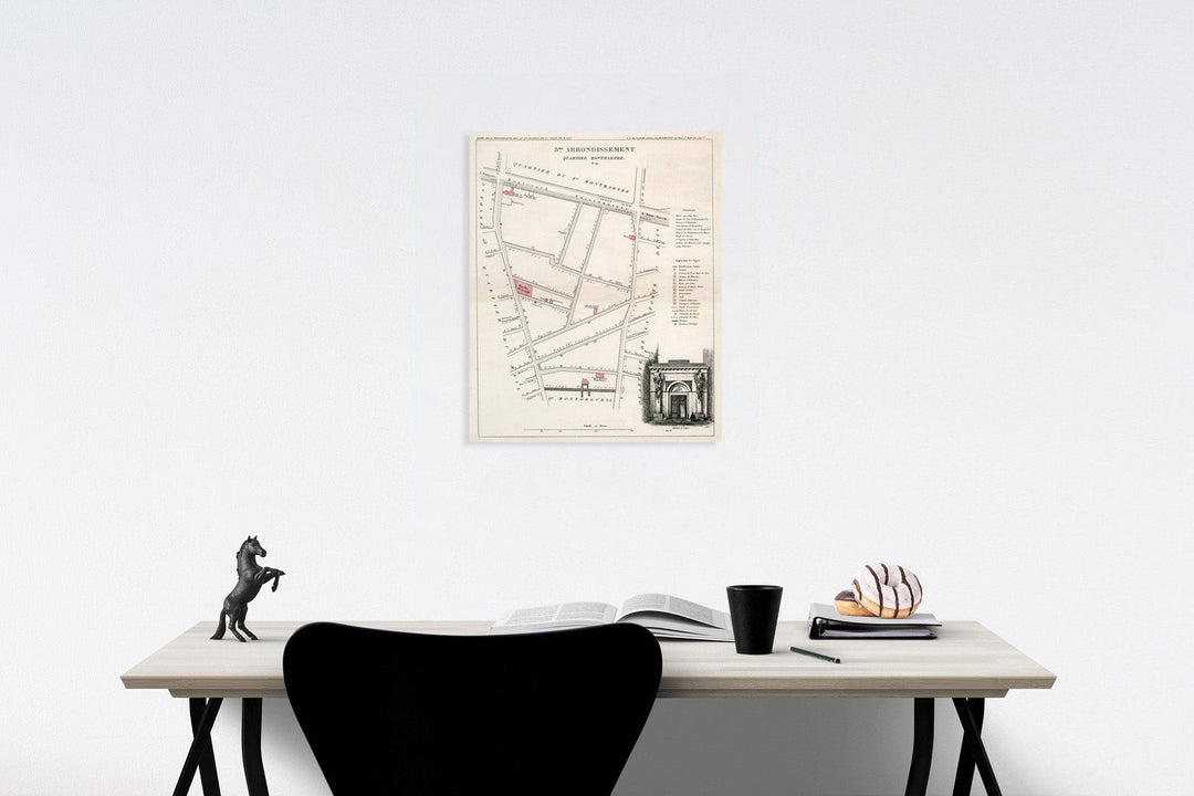 Historic Map : Paris three Me. Arrondissement : Quartier Montmartre. No. 10, 18three4, Vintage Wall Decor