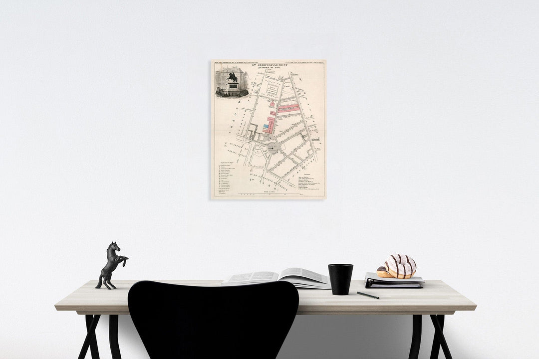 Historic Map : Paris three Me. Arrondissement : Quartier du Mail. No. 12, 18three4, Vintage Wall Decor