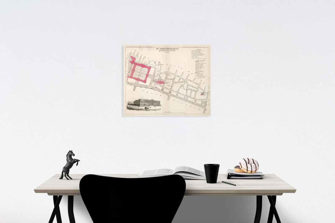 Historic Map : Paris four Me. Arrondissement : Quartier du Louver. No. 1four, 183four, Vintage Wall Decor