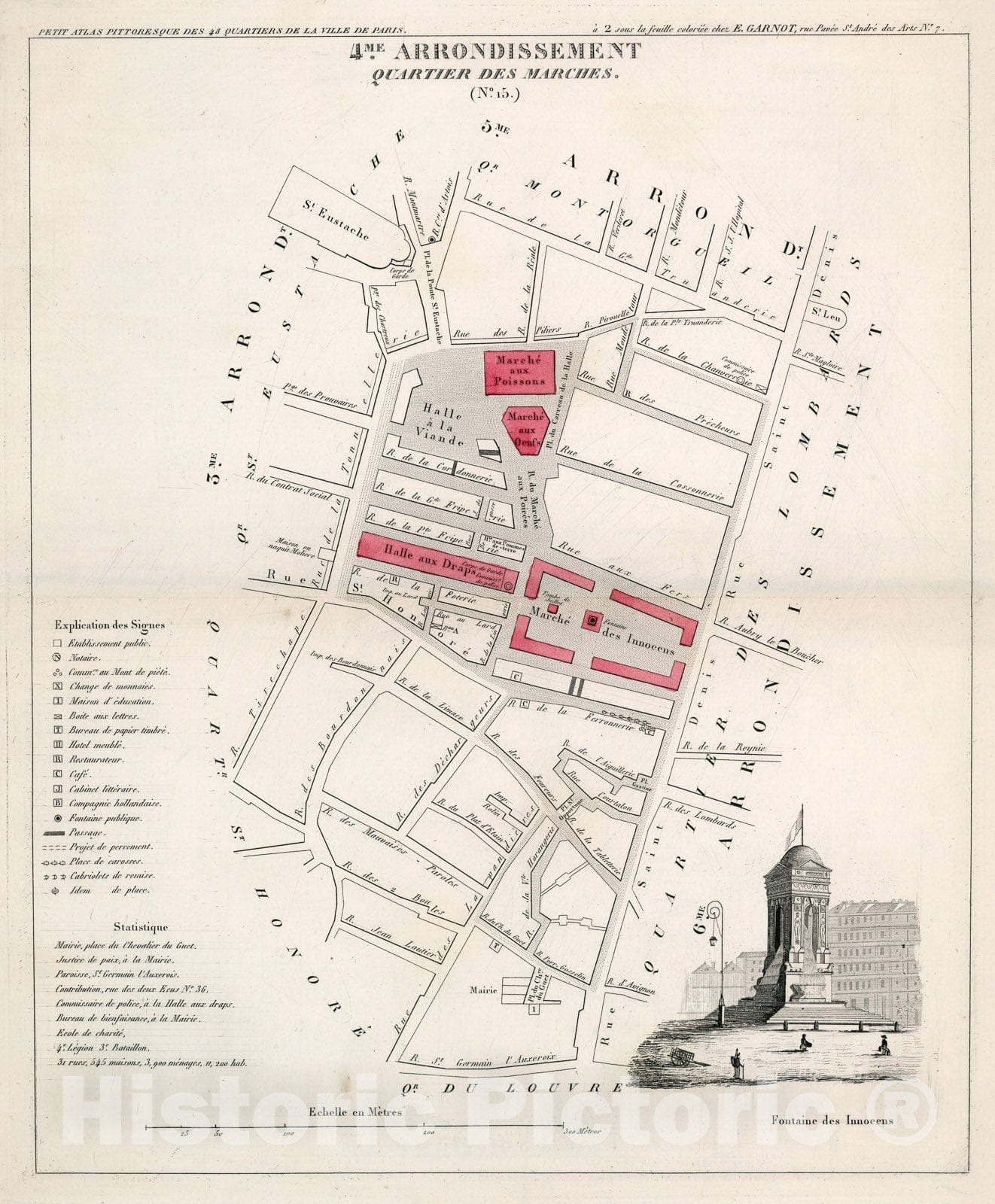 Historic Map : Paris four Me. Arrondissement : Quartier des Marches. No. (15), 183four, Vintage Wall Decor