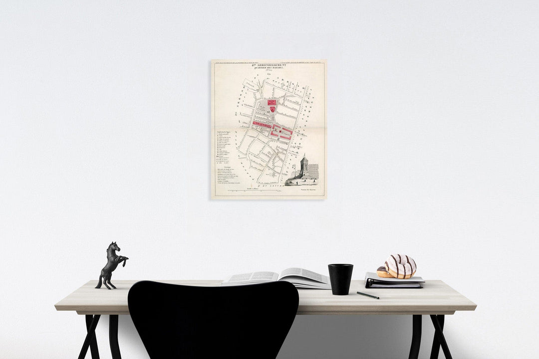 Historic Map : Paris four Me. Arrondissement : Quartier des Marches. No. (15), 183four, Vintage Wall Decor