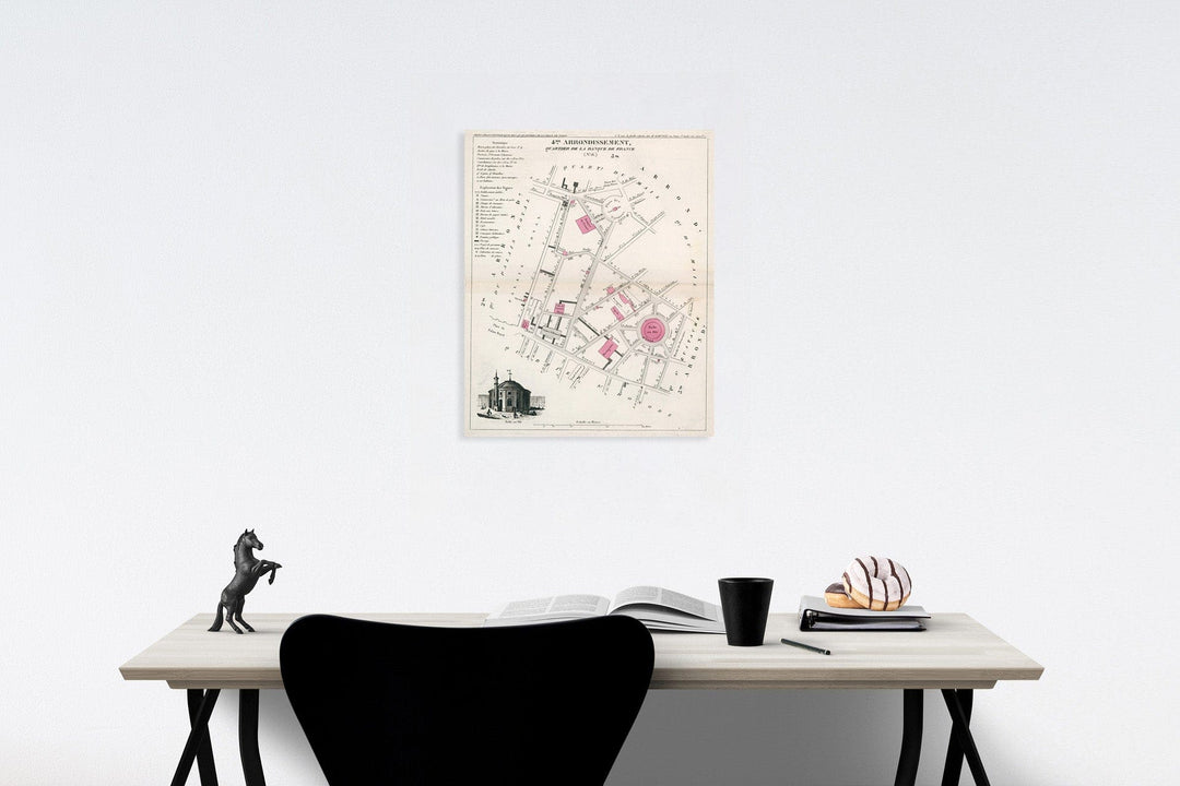 Historic Map : Paris four Me. Arrondissement : Quartier de la Banque de France. No. (16), 183four, Vintage Wall Decor