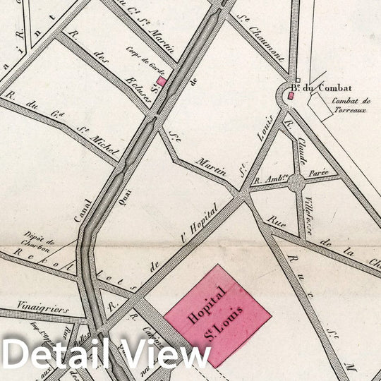 Historic Map : Paris five Me. Arrondissement : Quartier de la Porte St. Martin. (No. 18), 1834, Vintage Wall Decor