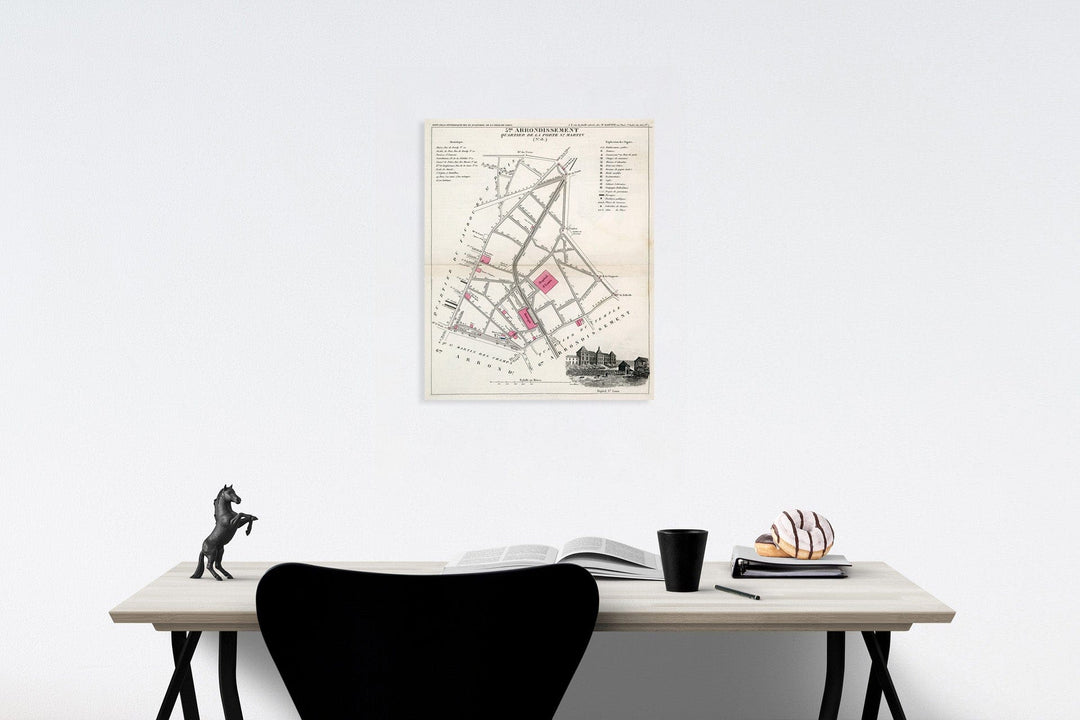 Historic Map : Paris five Me. Arrondissement : Quartier de la Porte St. Martin. (No. 18), 1834, Vintage Wall Decor