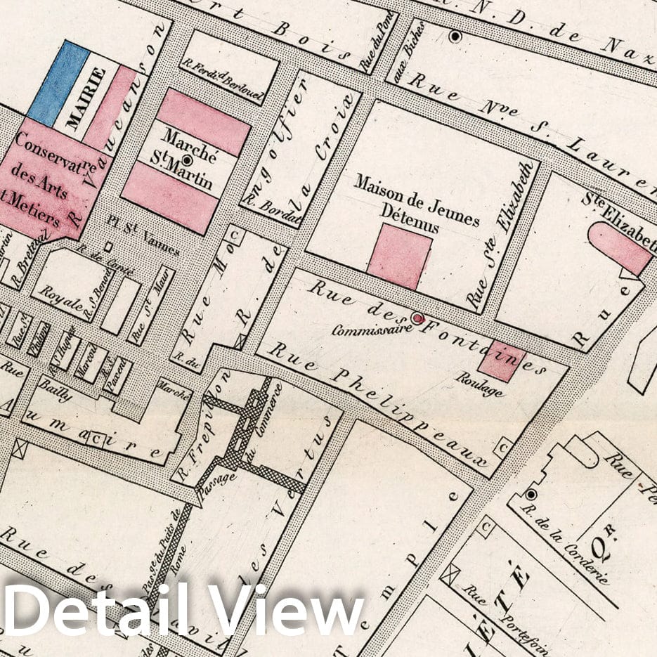 Historic Map : Paris six Eme. Arrondissement : Quartier St. Martin des Champs. No. 22, 1834, Vintage Wall Decor