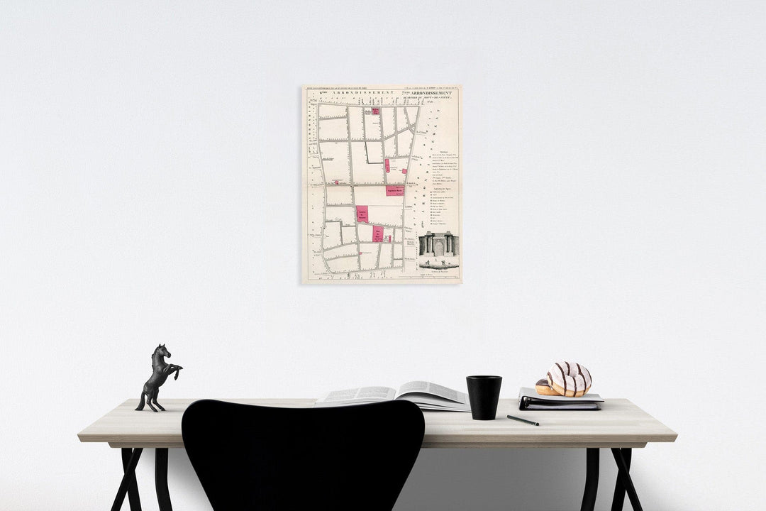 Historic Map : Paris Me. Arrondissement : Quartier du Mont de Piete. No. 26, 1834, Vintage Wall Decor