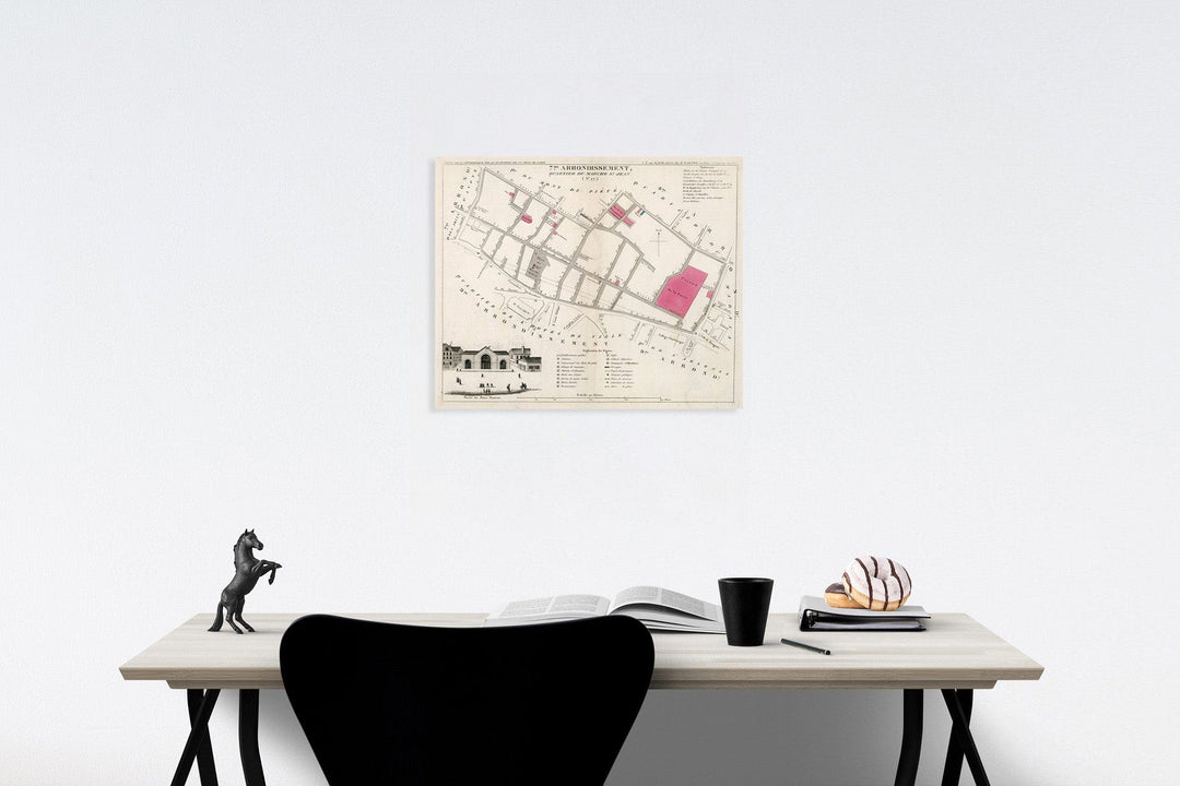 Historic Map : Paris 7Me. Arrondissement : Quartier du Marche St. Jean. No. 27, 1834, Vintage Wall Decor