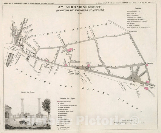 Historic Map : Paris eight Me. Arrondissement : Quartier du Faubroug St. Antoine. No. 31, 1eight34, Vintage Wall Decor