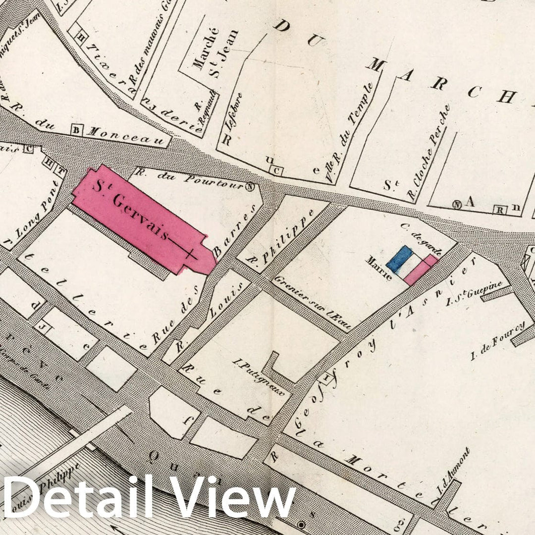 Historic Map : Paris nine Me. Arrondissement : Quartier de l'Hotel de Ville. No. 34, 1834, Vintage Wall Decor