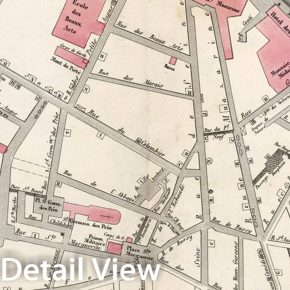 Historic Map : Paris ten Eme. Arrondissement : Quartier de la Monnaie. No. 37, 1834, Vintage Wall Decor