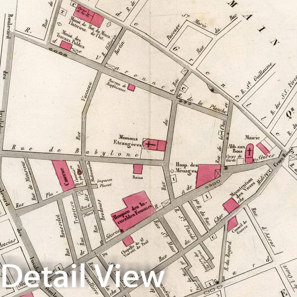 Historic Map : Paris ten Eme. Arrondissement : Quartier St. Thomas d'Aquin. No. 38, 1834, Vintage Wall Decor