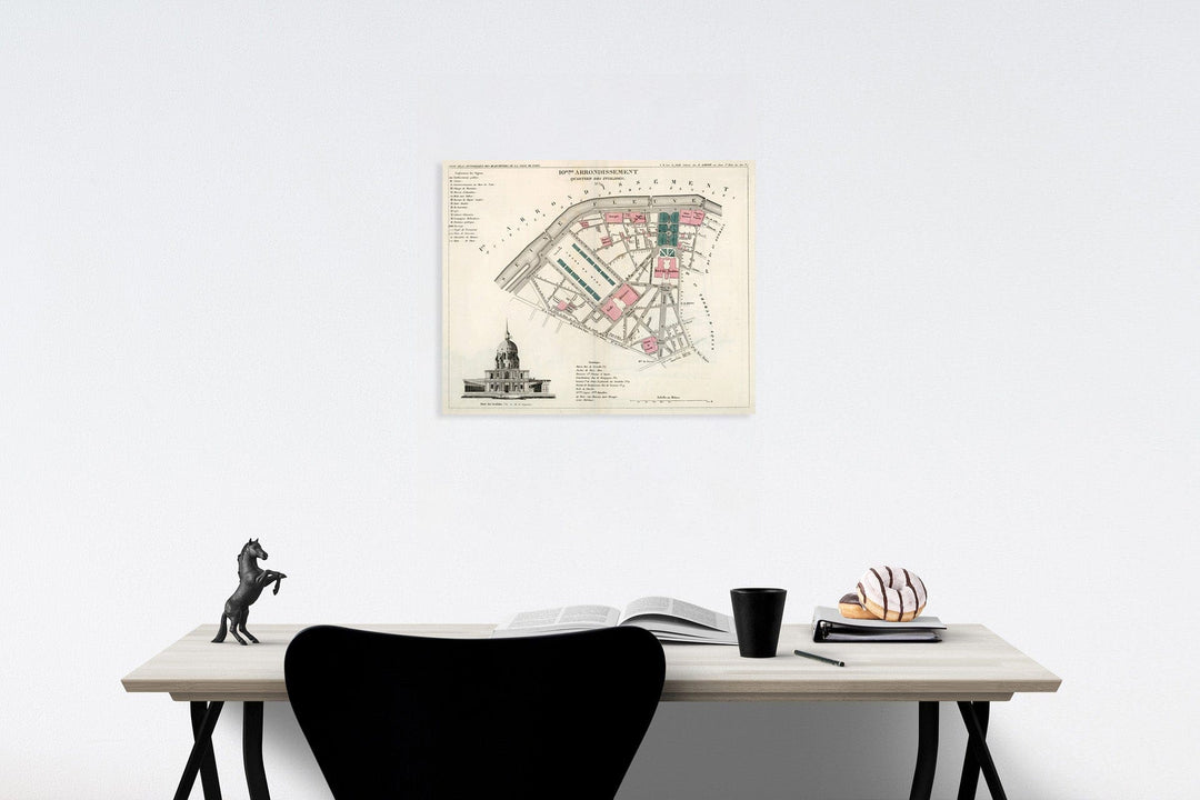 Historic Map : Paris ten Eme. Arrondissement : Quartier des Invalides. No. 39, 1834, Vintage Wall Decor