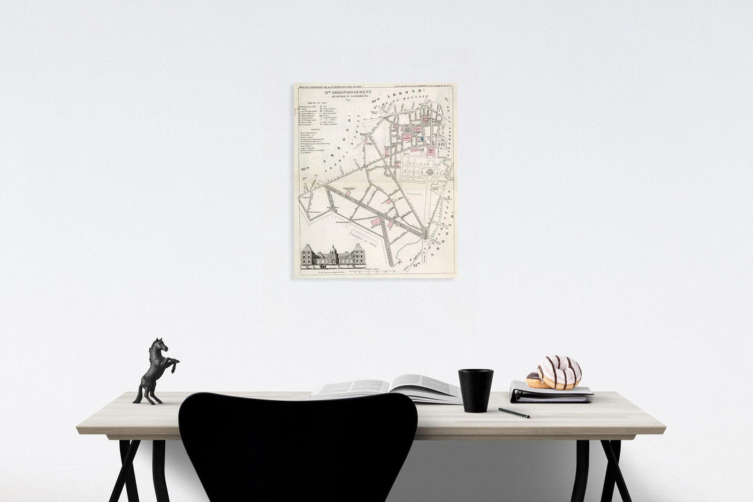 Historic Map : Paris eleven Me. Arrondissement : Quartier du Luxembourg. No. 41, 1834, Vintage Wall Decor