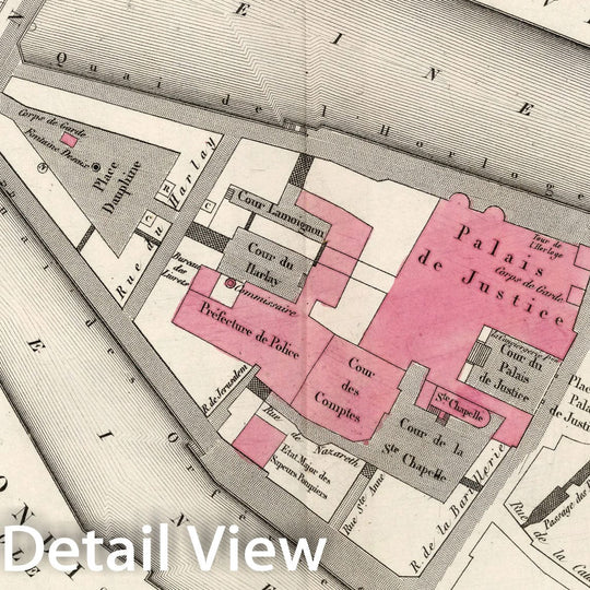 Historic Map : Paris eleven Me. Arrondissement : Quartier du Palais de Justice. No. 44, 1834, Vintage Wall Decor