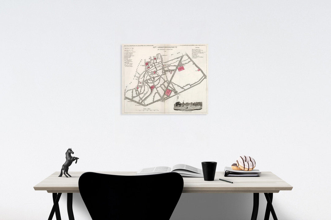 Historic Map : Paris twelve Me. Arrondissement : Quartier St. Marcel. No. 46, 1834, Vintage Wall Decor