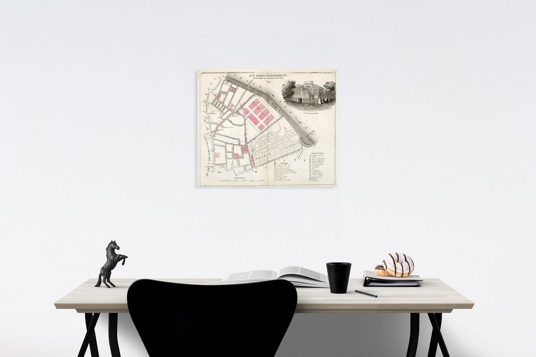 Historic Map : Paris twelve Me. Arrondissement : Quartier du Jardin du Roi. No. 47, 1834, Vintage Wall Decor