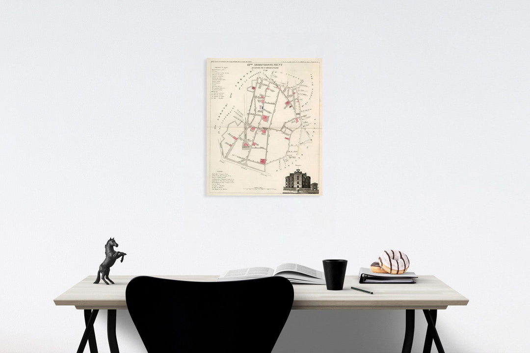 Historic Map : Paris twelve Me. Arrondissement : Quartier de l' Observatoire. No. 48, 1834, Vintage Wall Decor