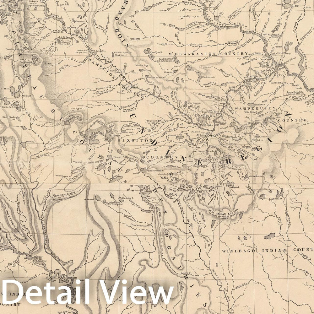 Historic Map : Hydrographical Basin of the Upper Mississippi River from Astronomical and Barometrical Observations Surveys, 1845, Joseph N. Nicollet, Vintage Wall Art