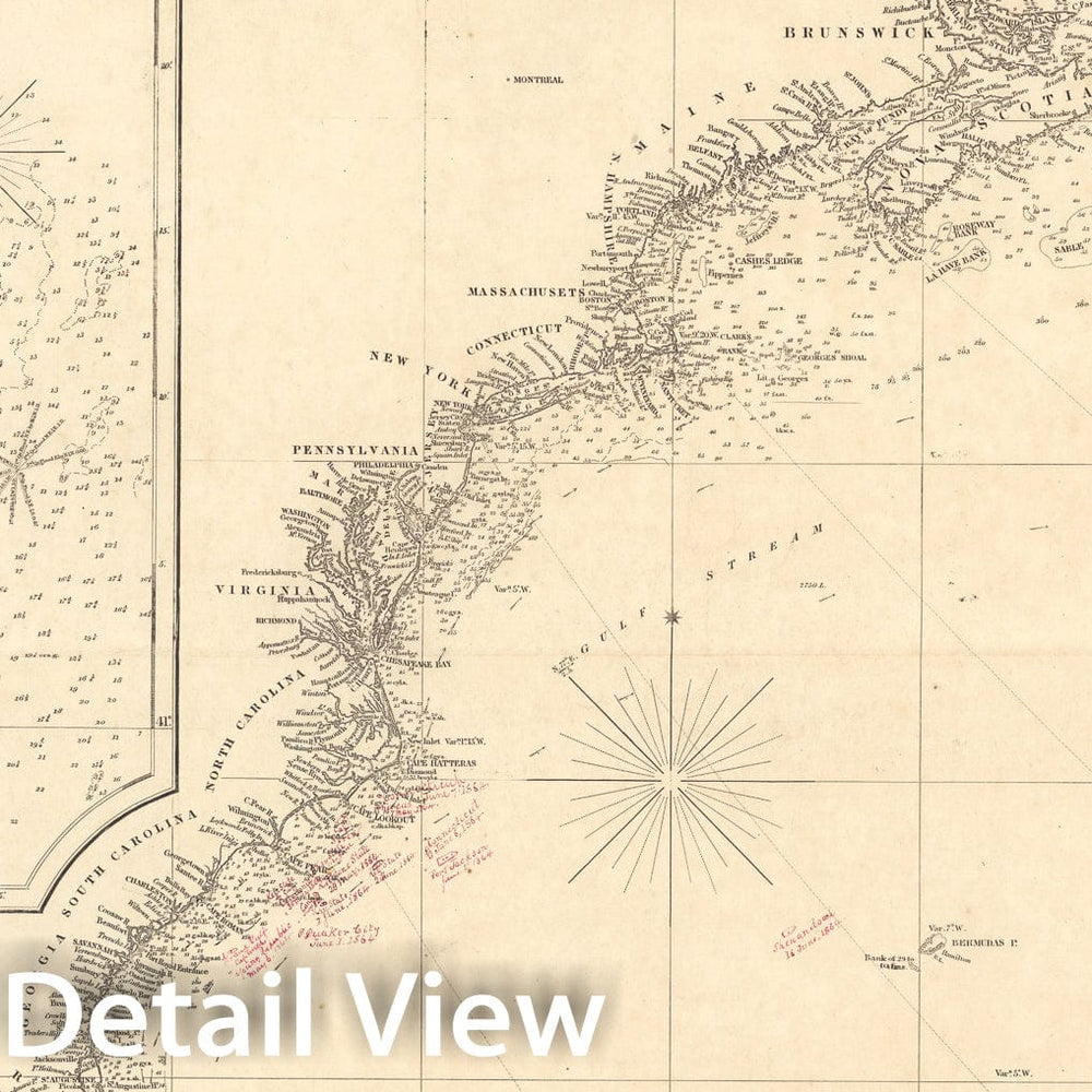 Historic Map : Chart of the North Atlantic Ocean. Large N. Atlantic, Sheet 1, 1860, Vintage Wall Decor