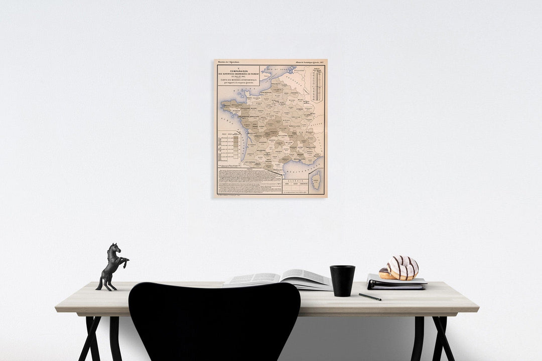 Historic Map : V. Comparaison des superficies ensemencee en froment en 1882 et 1862, 1887, Vintage Wall Decor