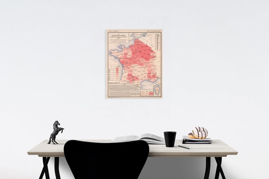 Historic Map : IX. Production du froment par cultivateur (exploitant et salaries), En 1882, 1887, Vintage Wall Decor