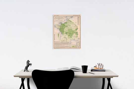 Historic Map : XI. Surface des cultures fourrageres par 100 hactares du territoire total, en 1882., 1887, Vintage Wall Decor