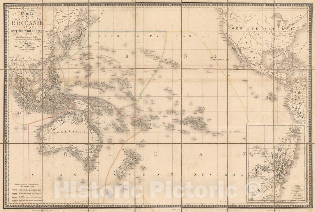 Historic Map : Carte de L'Oceanie ou Cinquieme Partie Du Monde, 1821, 1821, Pierre Antoine Tardieu, Vintage Wall Art